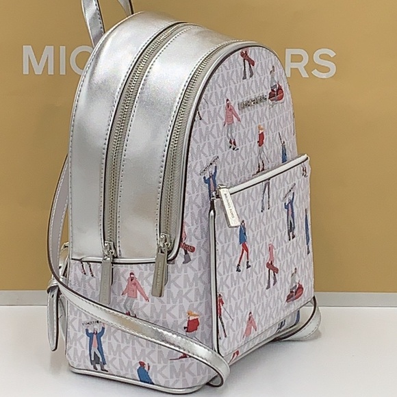 Michael Kors Jet Set Girls ADINA Medium Backpack Bright White Multi Color - Picture 4 of 16